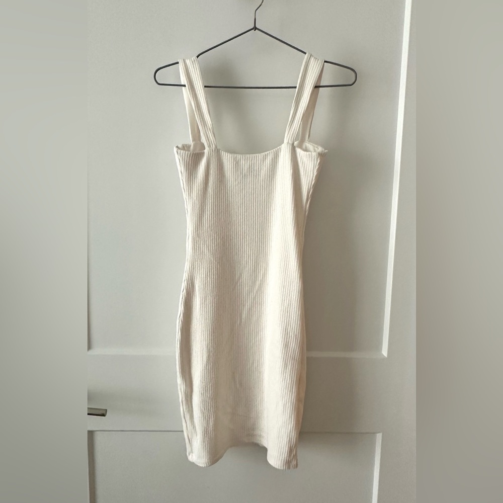 Oh Polly Cream Ribbed Midi Dress with Sweetheart Bust - Picture 6 of 8